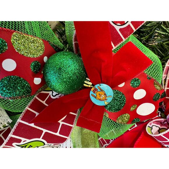 Grinch Mailbox Swag Topper Garland Decoration Handcrafted Christmas Home Decor - Picture 5 of 7